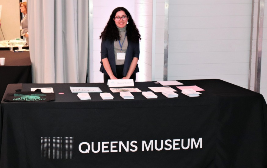 Queens Museum worker at LIC Partnership Breakfast (Photo by Michael Dorgan)
