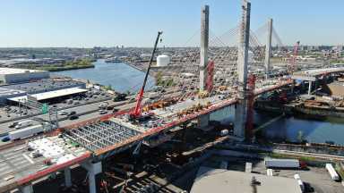 Aerial Construction Progress Photos of the Westbound Span of the Kosciuszko Bridge in New York City