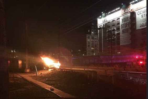 Driver on LIRR tracks