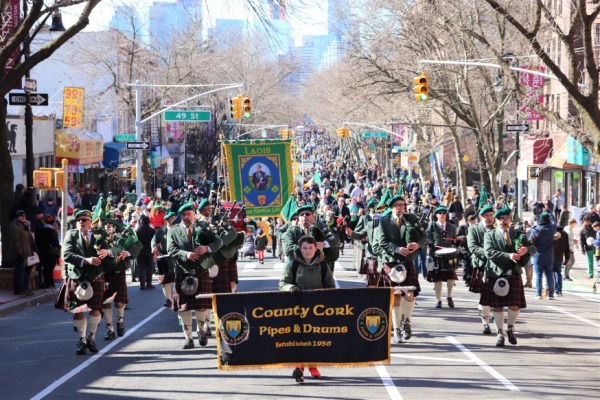 St Pats For All Parade 2020, County Cork Pipes and Drums. Image: Michael Dorgan, Sunnyside Post