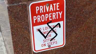 The-swastika-scrawled-outside-the-Rego-Park-Jewish-Center-Queens-Shmira-