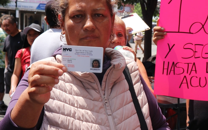 Maria Calle, a food vendor who is the vice-president of the Corona Plaza Street Vendors Association (Photo by Michael Dorgan)