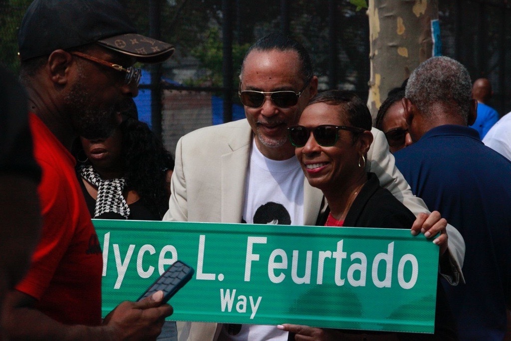 City Council Speaker Adrienne Adams joined the King of Kings Foundation and southeast Queens community leaders to unveil “Alyce L. Feurtado Way” at the intersection of 142nd Street and 106th Avenue in Jamaica.