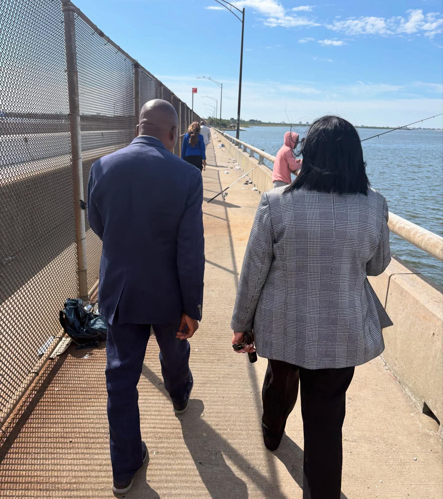 State Sen. James Sanders and Council Member Joann Ariola did a walking tour with state and city agencies about ongoing issues on the Joseph P. Addabbo Bridge.