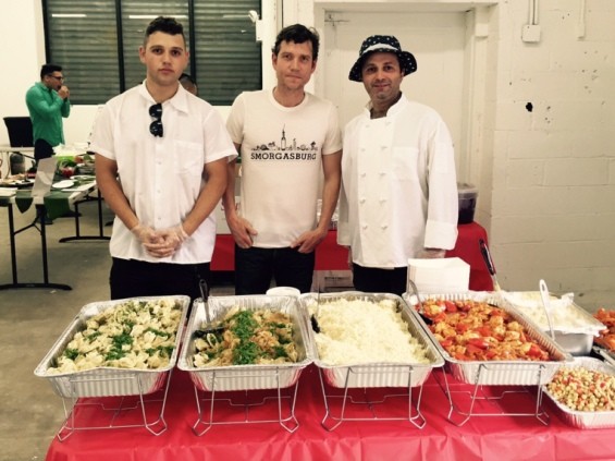 Jonathan Butler (center) founder of Smorgasburg at the Marani Kosher table