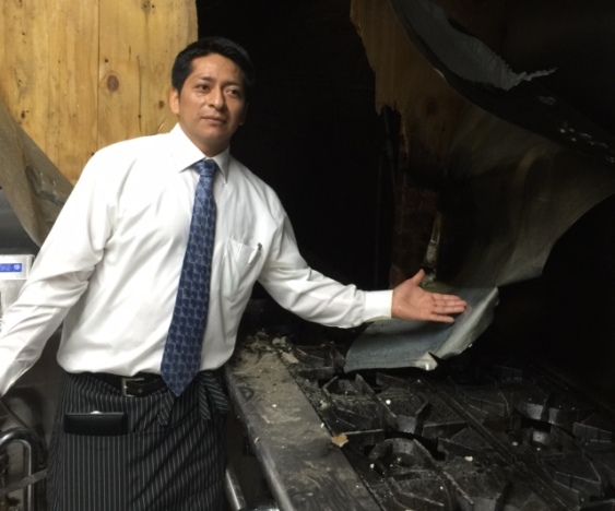 Louis in kitchen, night of the fire