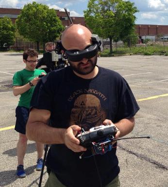 George with his goggles