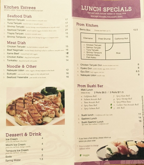 menu