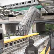 A rendering of an Interborough Express (IBX) stop on Roosevelt Avenue in Queens.