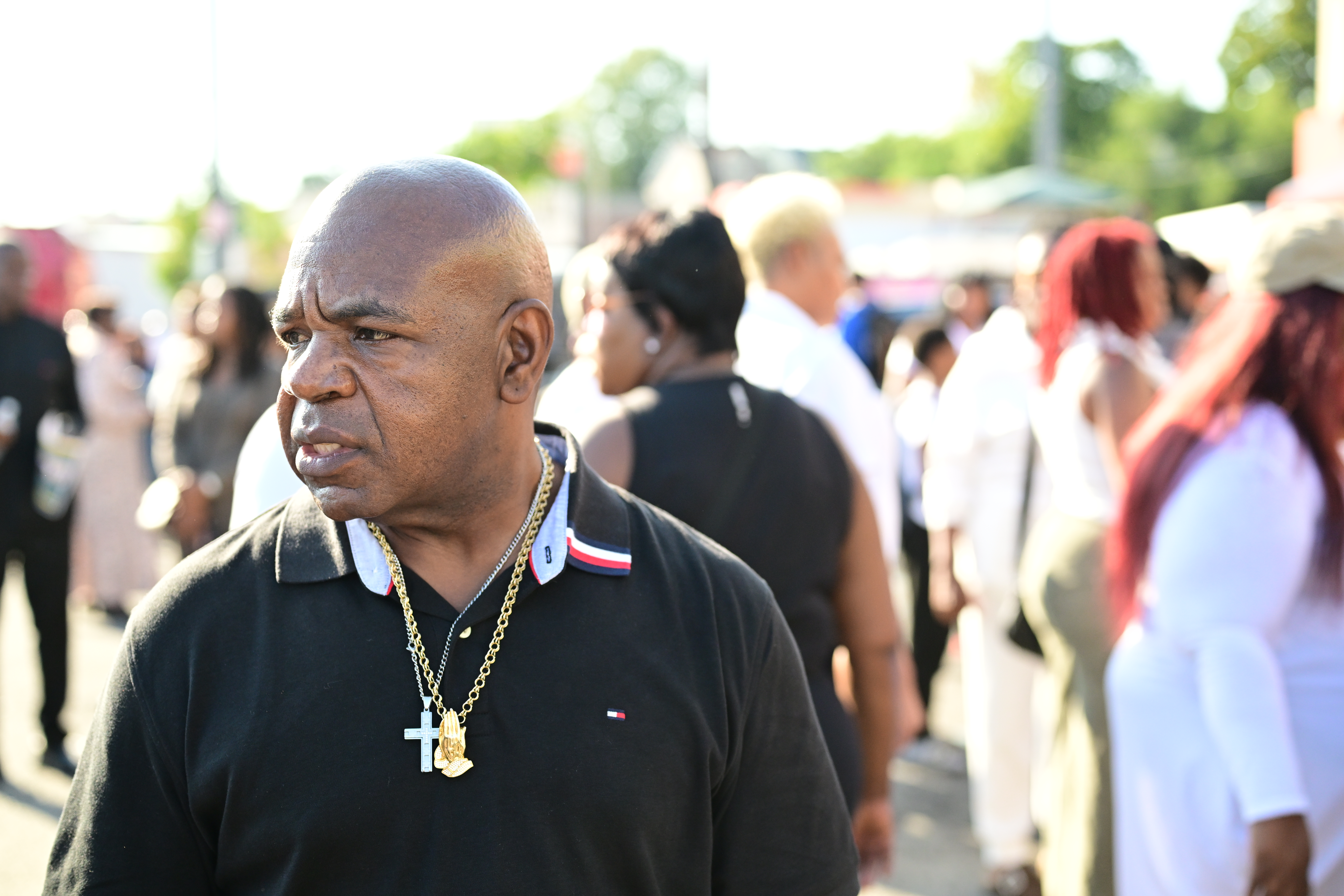 Sanjay Samuel's father, Theophils Samuel, at the vigil.