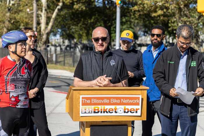 Tom Mituzas speaks at the launch of Biketober on Wednesday. Photo: DOT Flickr.