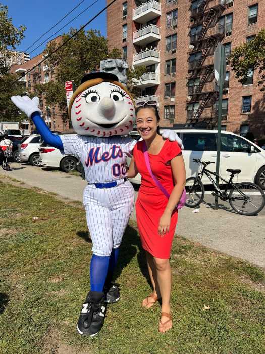 Ung poses with Mrs Met. Photo: Courtesy of Council Member Sandra Ung.