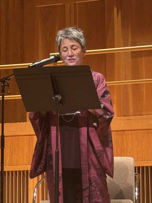 NYS Poet Laureate Kimiko Hahn, a distinguished professor in the English Department at Queens College, read poems included in her new book “The Ghost Forest” at LeFrak Concert Hall in Flushing on Oct. 22.