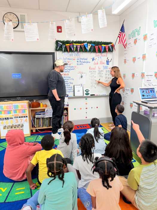 A third grade class in PS 390Q puts their newfound football enthusiasm to work as part of the class' "NFeLementary" Program.