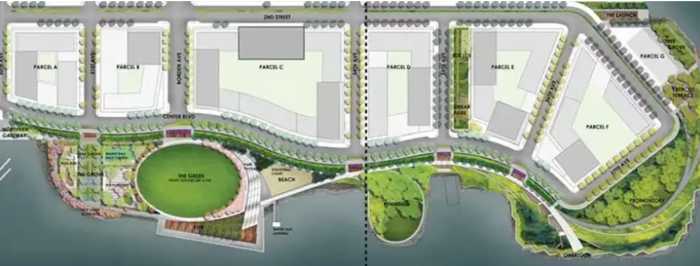 Parcel D is one of two city-owned sites on the LIC waterfront that has not yet been developed. Photo via NYCEDC.