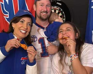 Hochul was clad head-to-toe in Bills gear for the occasion. Photo via Gov. Kathy Hochul Instagram.