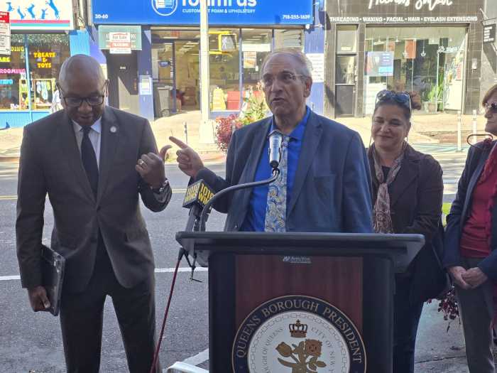 Tony Barsamian speaks at the Steinway Street announcement. Photo: Shane O'Brien.