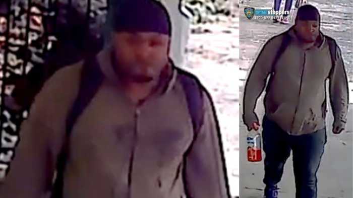 Cops are looking for this suspect who beatdown an A train rider on the platform at the Aqueduct Racetrack station on Saturday.