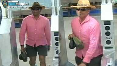 Cops are looking for this suspect for allegedly making antisemitic statements before threatening an A train rider last month.