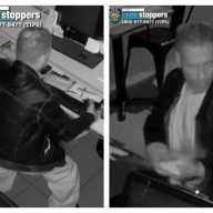 Cops are looking for this suspect who allegedly broke into two business within six minutes at a Little Neck shopping center along Northern Boulevard.