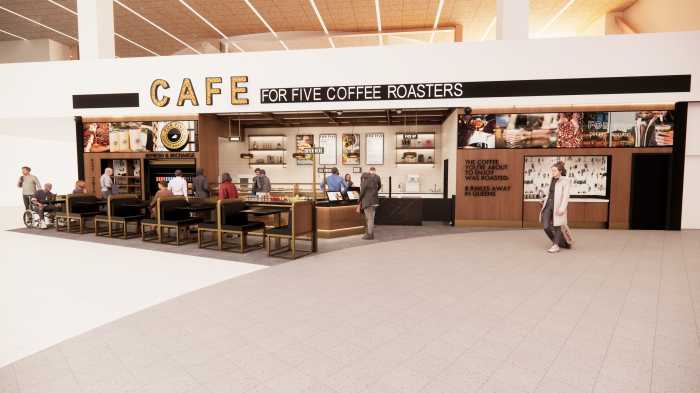 For Five Coffee Roaster will open across the main concourse from P.J. Clarke's at JFK's New Terminal 6 next year.