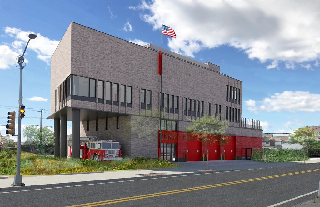 Rendering of the new firehouse that will rise at 116-11 Beach Channel Drive in Rockaway Park.