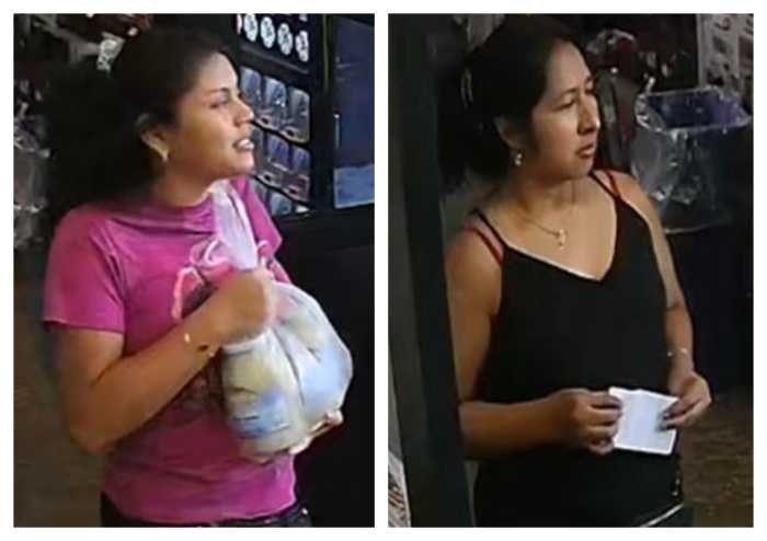 Cops are looking for these purse snatchers who allegedly grabbed a shopper's handbag from her shopping cart when her attention was diverted at a Ridgewood Food Bazaar.
