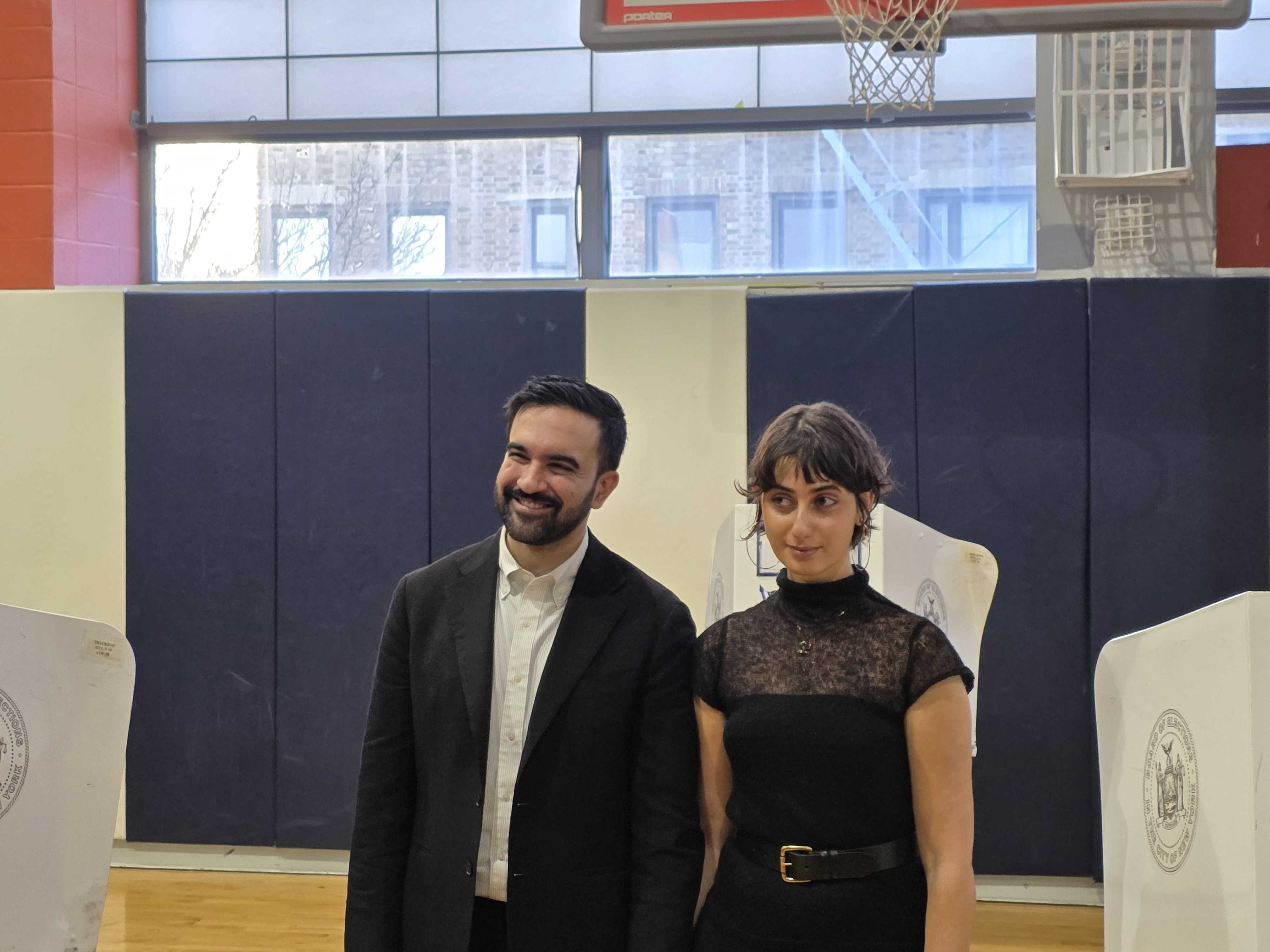 Democratic mayoral nominee Zohran Mamdani cast his ballot at Frank Sinatra School of the Arts High School early Tuesday morning alongside his wife Rama Duwaji.