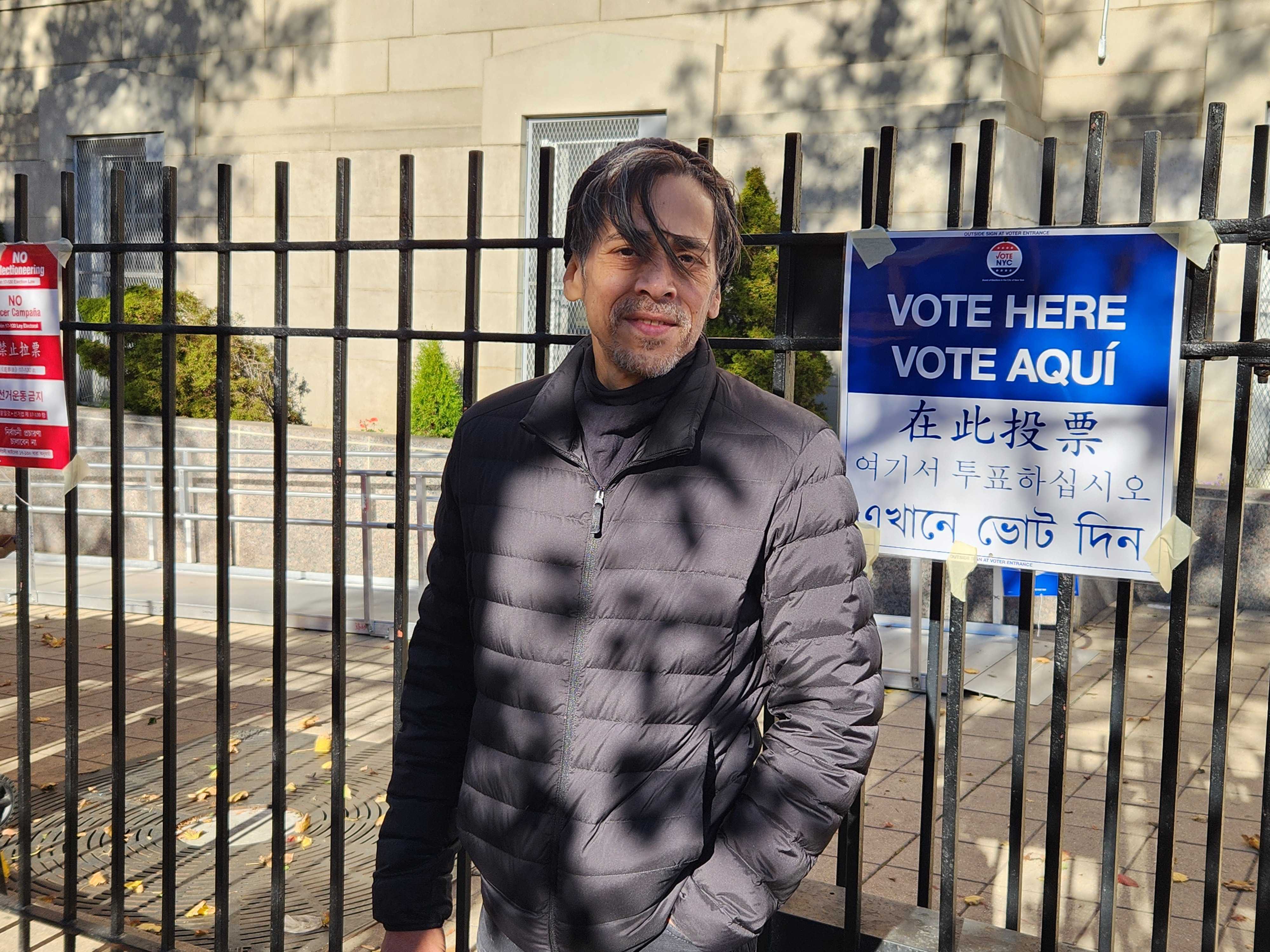 Joseph Vega out front of PS 88 after voting in Tuesday's election.