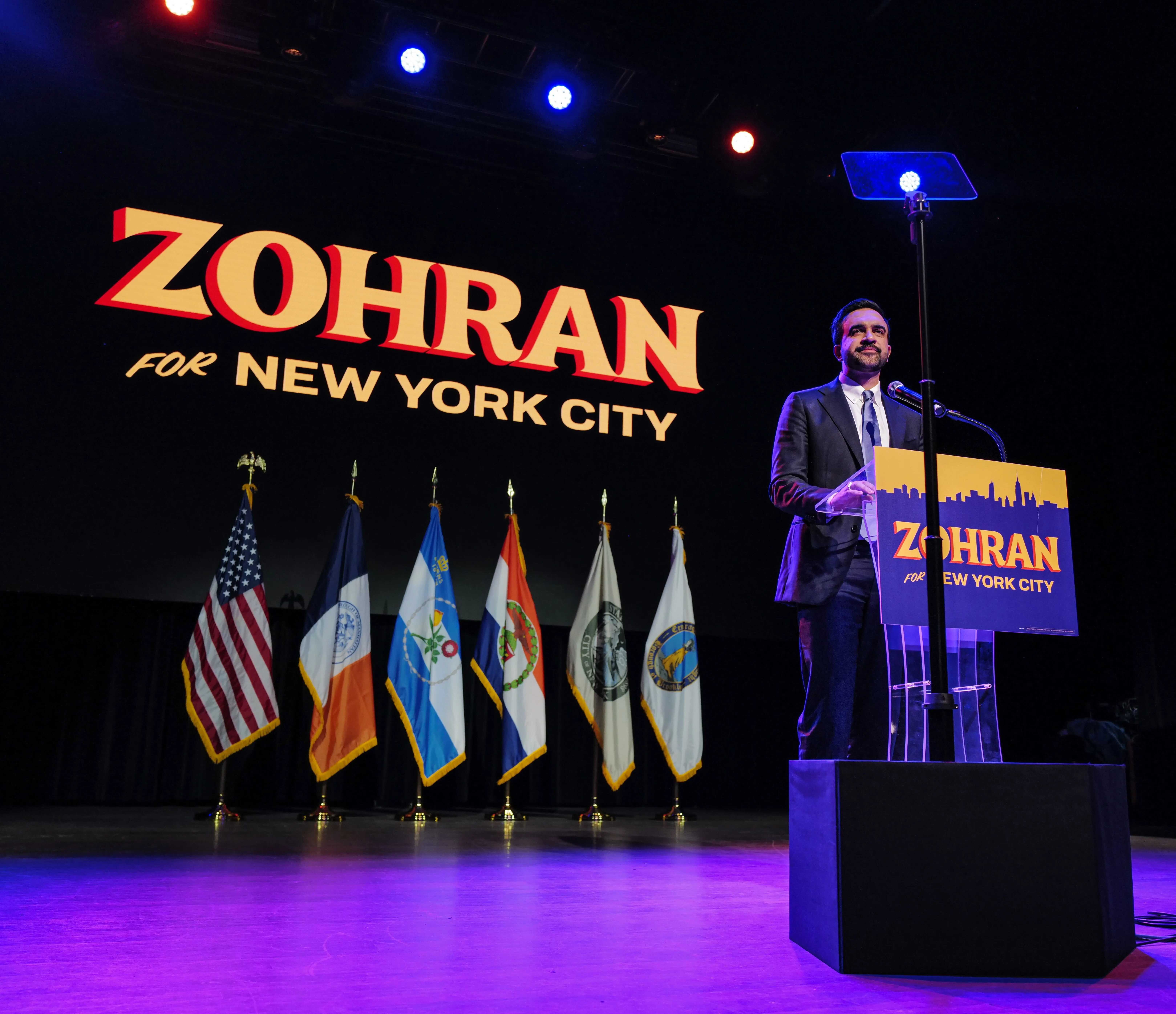 Mayor-elect Zohran Mamdani addresses supporters at the Brooklyn Paramount on Nov. 4, 2025.