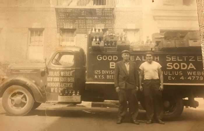 Sidney Weber and his father Julius on a soda deliver route. Photo courtesy of Jamie Weber. 
