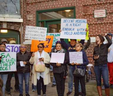 Mesa Verde tenants protest against A&E on Nov. 8. Photo courtesy of Jude Costello.