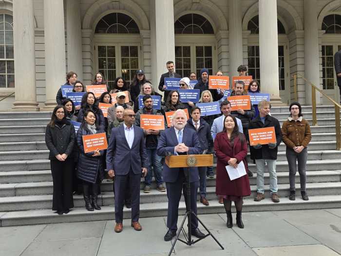 First Deputy Mayor Randy Mastro speaks at a press conference Wednesday. Photo by Shane O'Brien