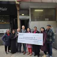 Council Member Sandra Ung, Council Speaker Adrienne Adams and AAFE leadership at an event announcing $1.3 million in funding for the organization. Photo by Shane O'Brien.