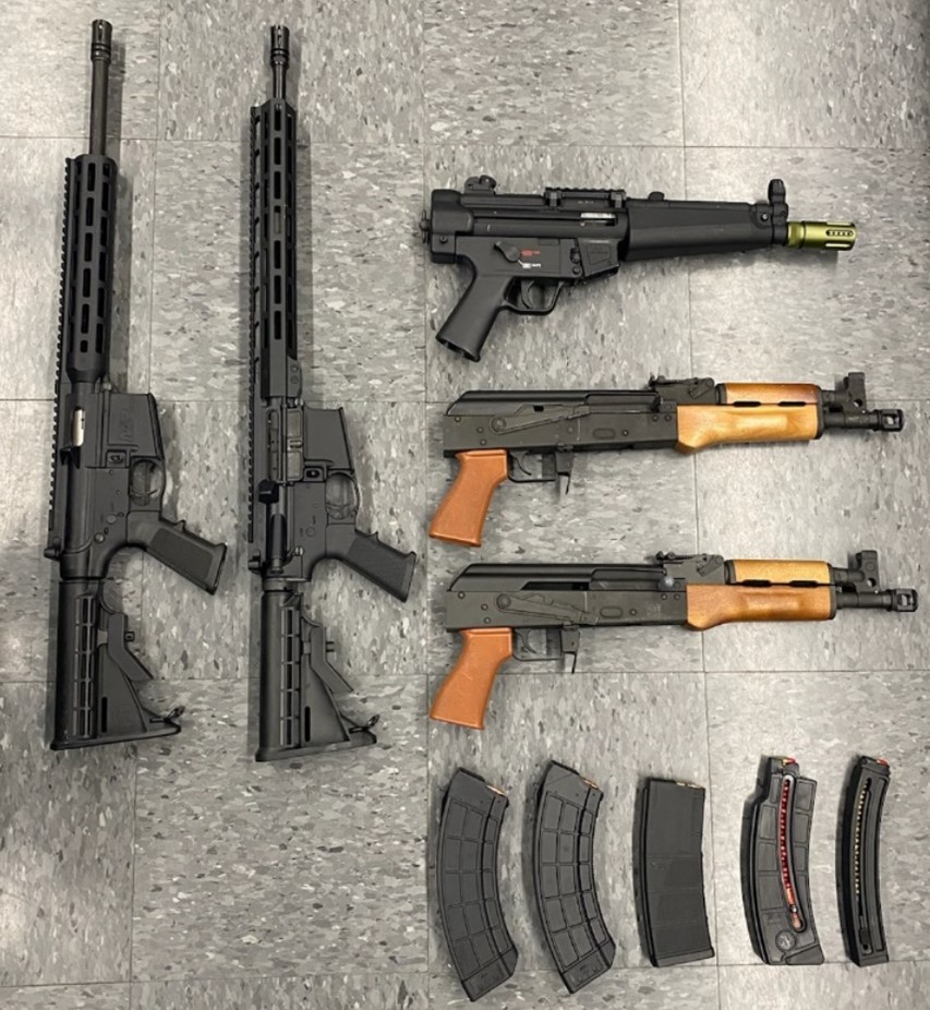Twenty-five assault weapons were recovered along with over 90 high-capacity magazines and ammo.