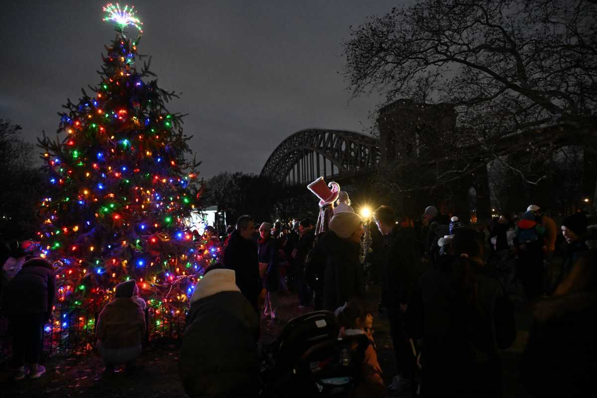 Central Astoria LDC hosted its annual tree lighting ceremony in Astoria Park Sunday evening. Photo by Ramy Mahmoud.