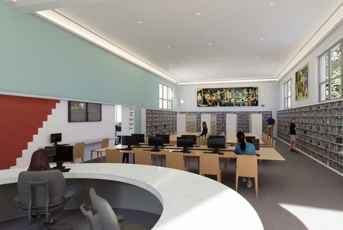 Renderings for the new entry to the library. Photo courtesy of QPL.