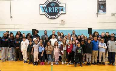 Council Speaker Adrienna Adams and Council Member Shekar Krishnan joined Variety Boys and Girls Club of Queens CEO Costa Constantinides for a closing ceremony on Dec. 16. Photo by Gerard Romo/NYC Council Media Unit.