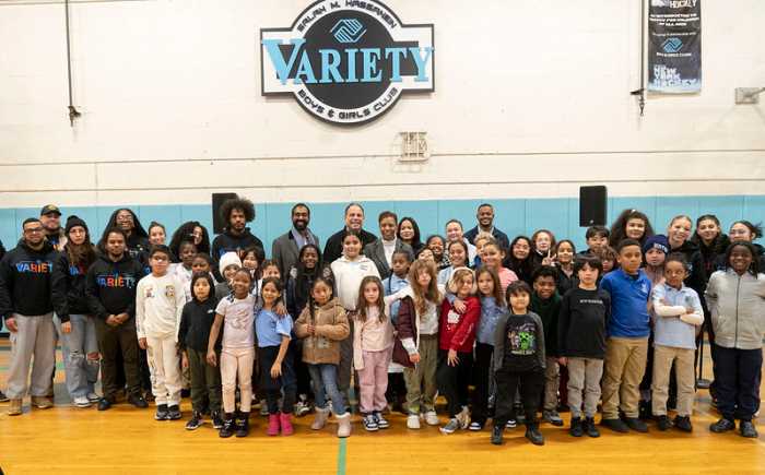 Council Speaker Adrienna Adams and Council Member Shekar Krishnan joined Variety Boys and Girls Club of Queens CEO Costa Constantinides for a closing ceremony on Dec. 16. Photo by Gerard Romo/NYC Council Media Unit.