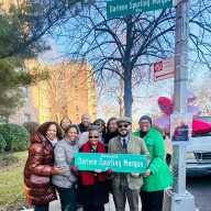 Council Member Francisco Moya joined representatives from the Mount Horeb Baptist Church for a street co-naming ceremony in honor of Reverend Darlene Spurling Morgan. Photo via Council Member Francisco Moya Facebook.