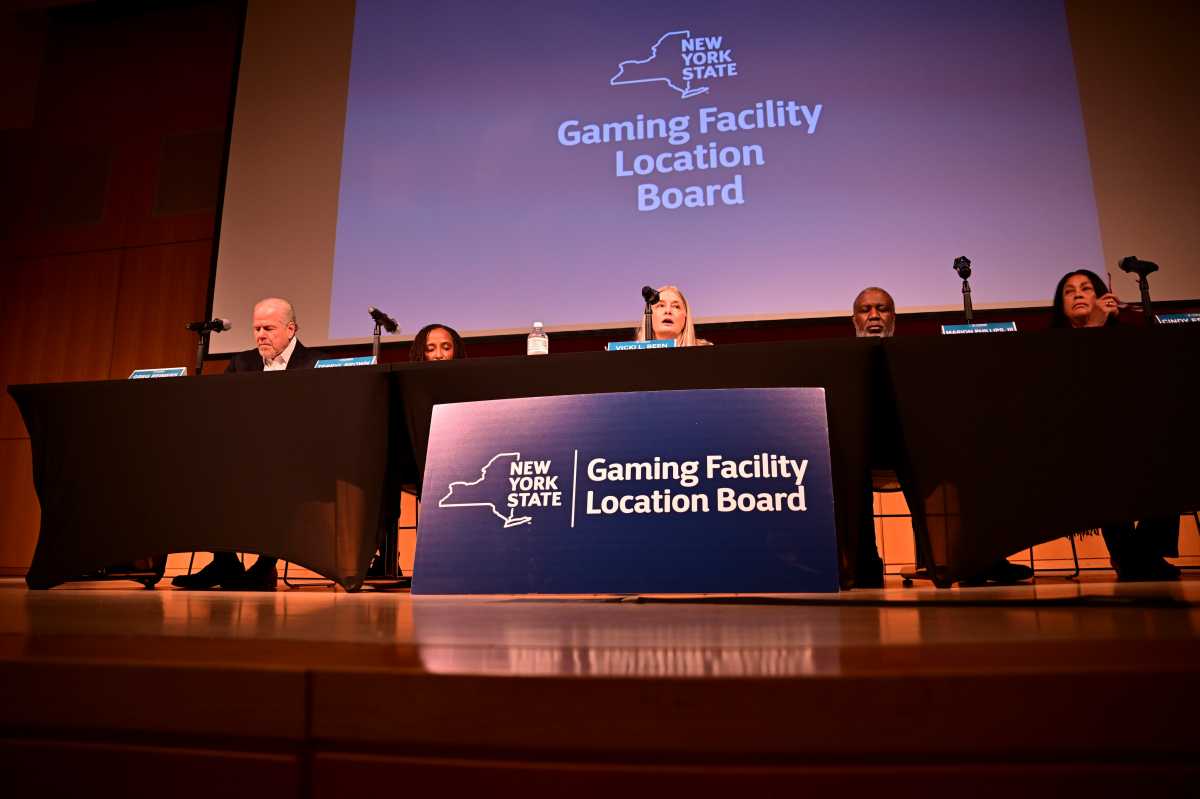 The New York State Gaming Facility Location Board approved both Queens casinos, alongside the Bally's proposal in the Bronx, in a unanimous vote Monday morning. Photo by Lloyd Mitchell.