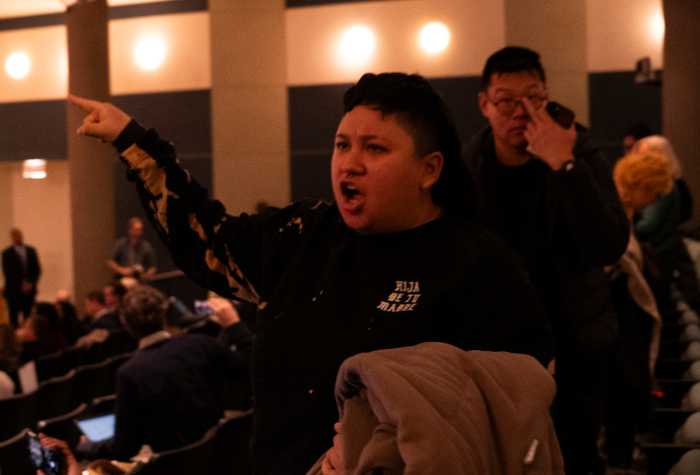 Protesters interrupted Monday's meeting shortly after the board announced its decision. Photo by Lloyd Mitchell.