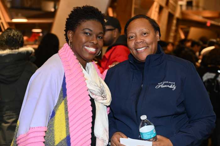 Council Member-elect Shanel Thomas-Henry and Assembly Member Larinda Hooks. Photo by Ramy Mahmoud.