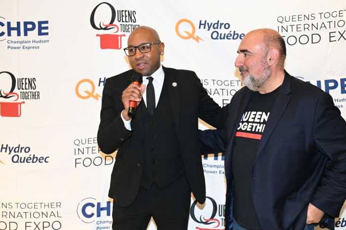 Queens Borough President Donovan Richard with Queens Together founder Jonathan Forgash. Photo by Ramy Mahmoud.