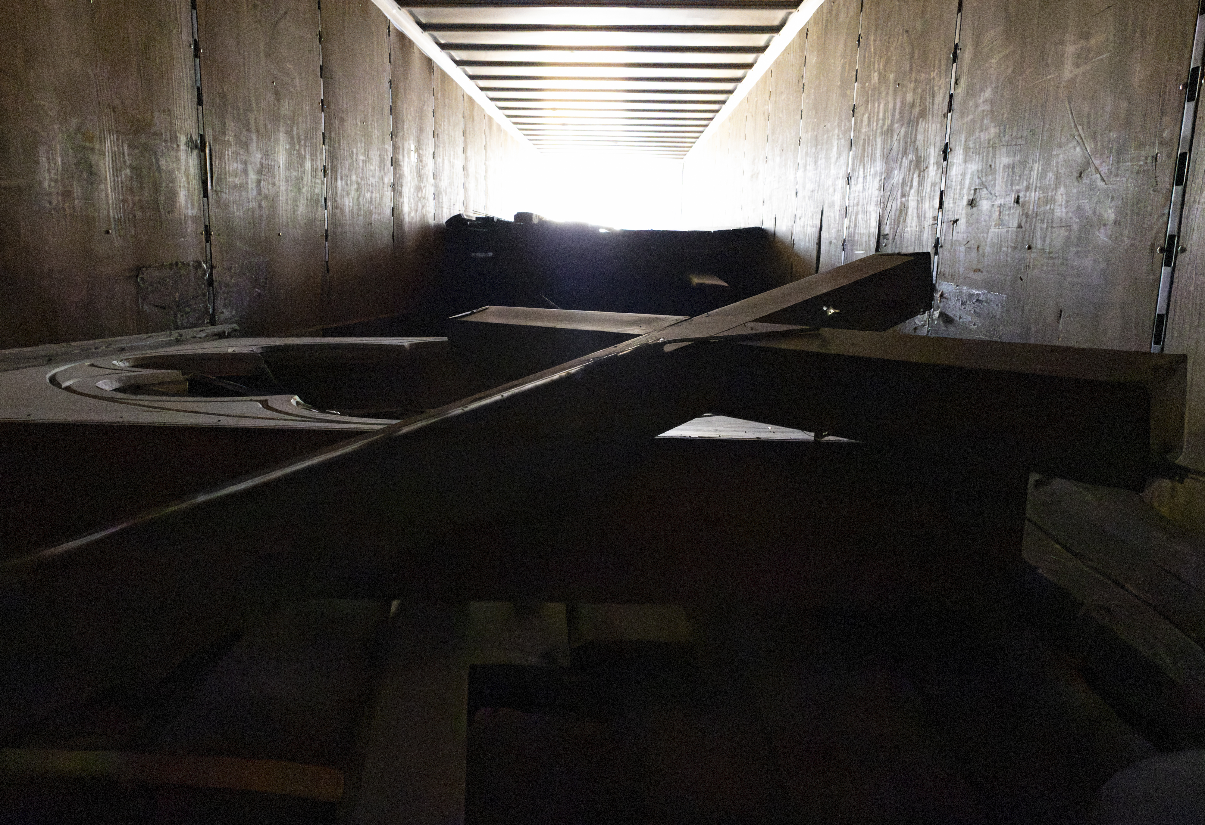 beams in form of cross that were once maspeth's st. saviour's church