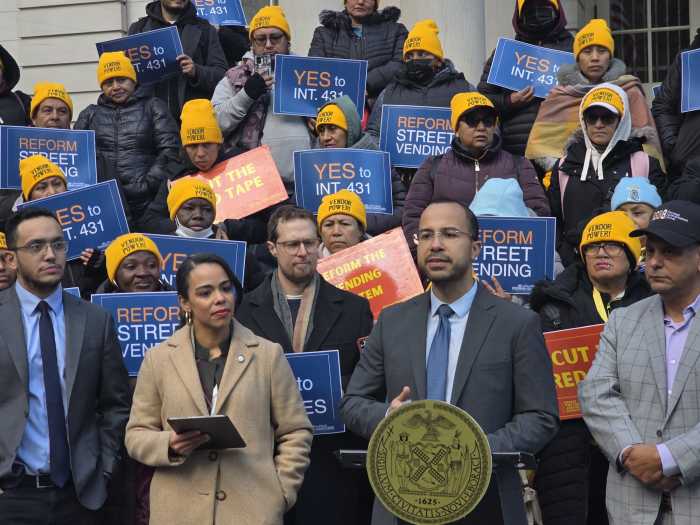 Council Member Oswald Feliz speaks on Thursday. Photo by Shane O'Brien.