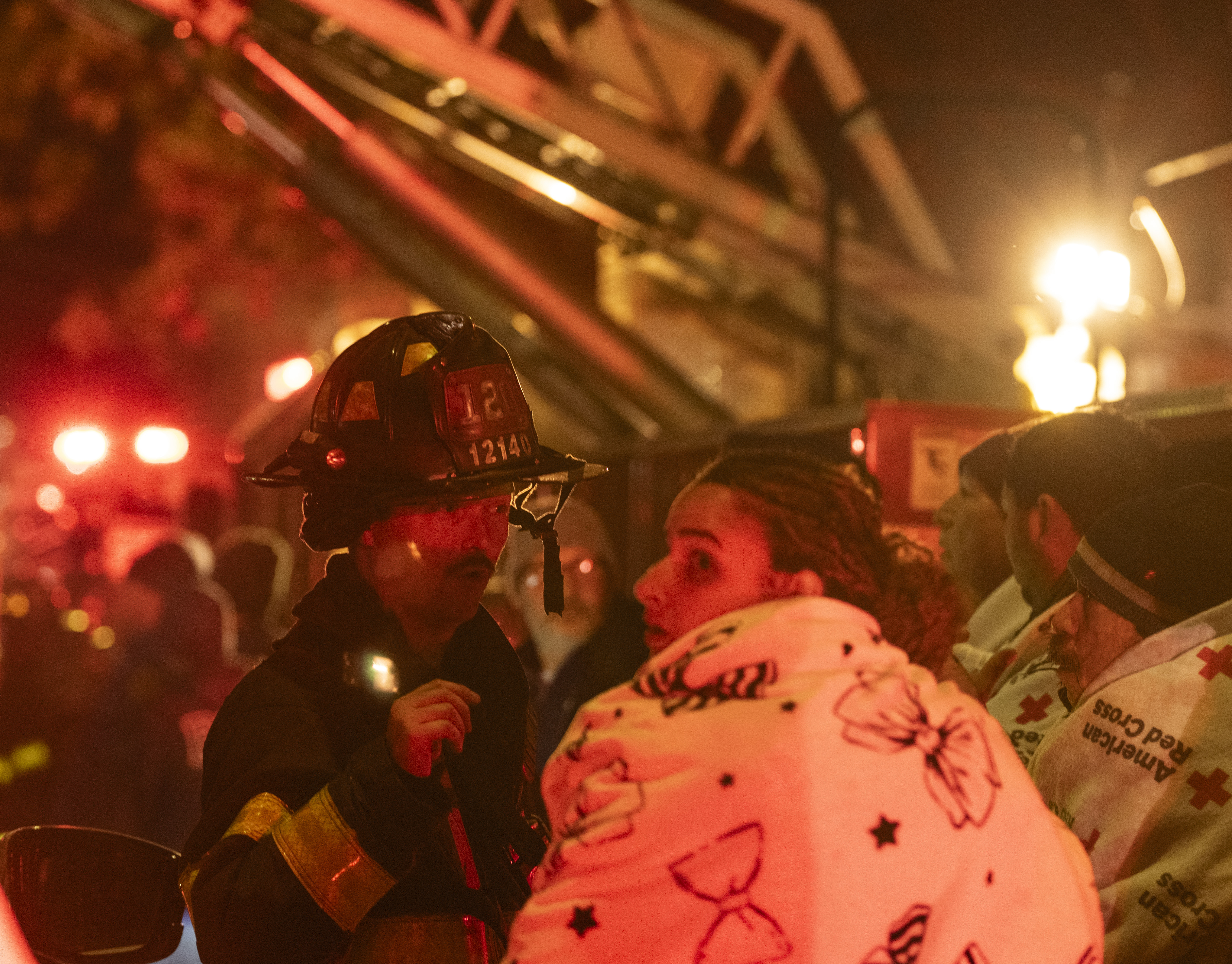 The Red Cross registered 17 adults and two children who were displaced by the five-alarm fire.
