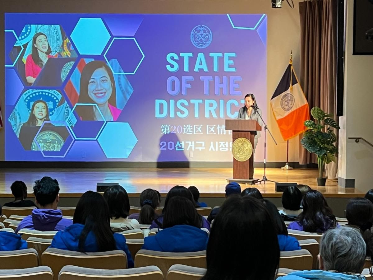 Council Member Sandra Ung speaks at a recent State of the District Address in Flushing Library. Photo courtesy of CM Sandra Ung.