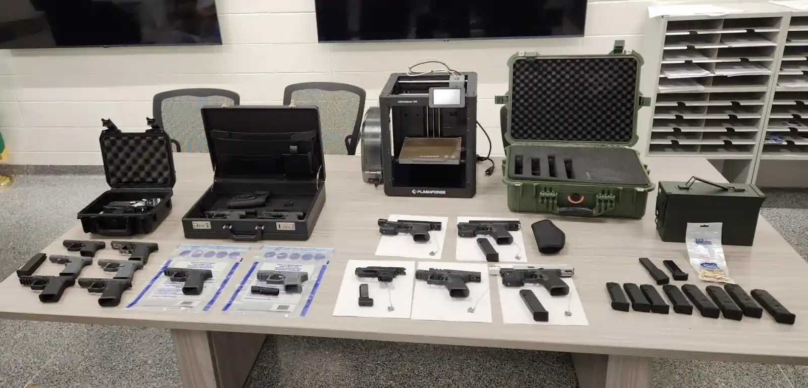 A cache of ghost guns, ammunition, high-capacity magazines and a 3D printer was seized from a Rosedale man’s home following a seven-month-long investigation.