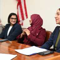 From left to right: D36 candidates Rana Abdelhamid, Shivani Dhir, Mary Jobaida and Diana Moreno at a recent candidate forum in Astoria. Photo by Ramy Mahmoud.